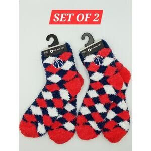 Washington Wizards Set of 2 Pairs Diamond Pattern Fuzzy Socks Size OSFM